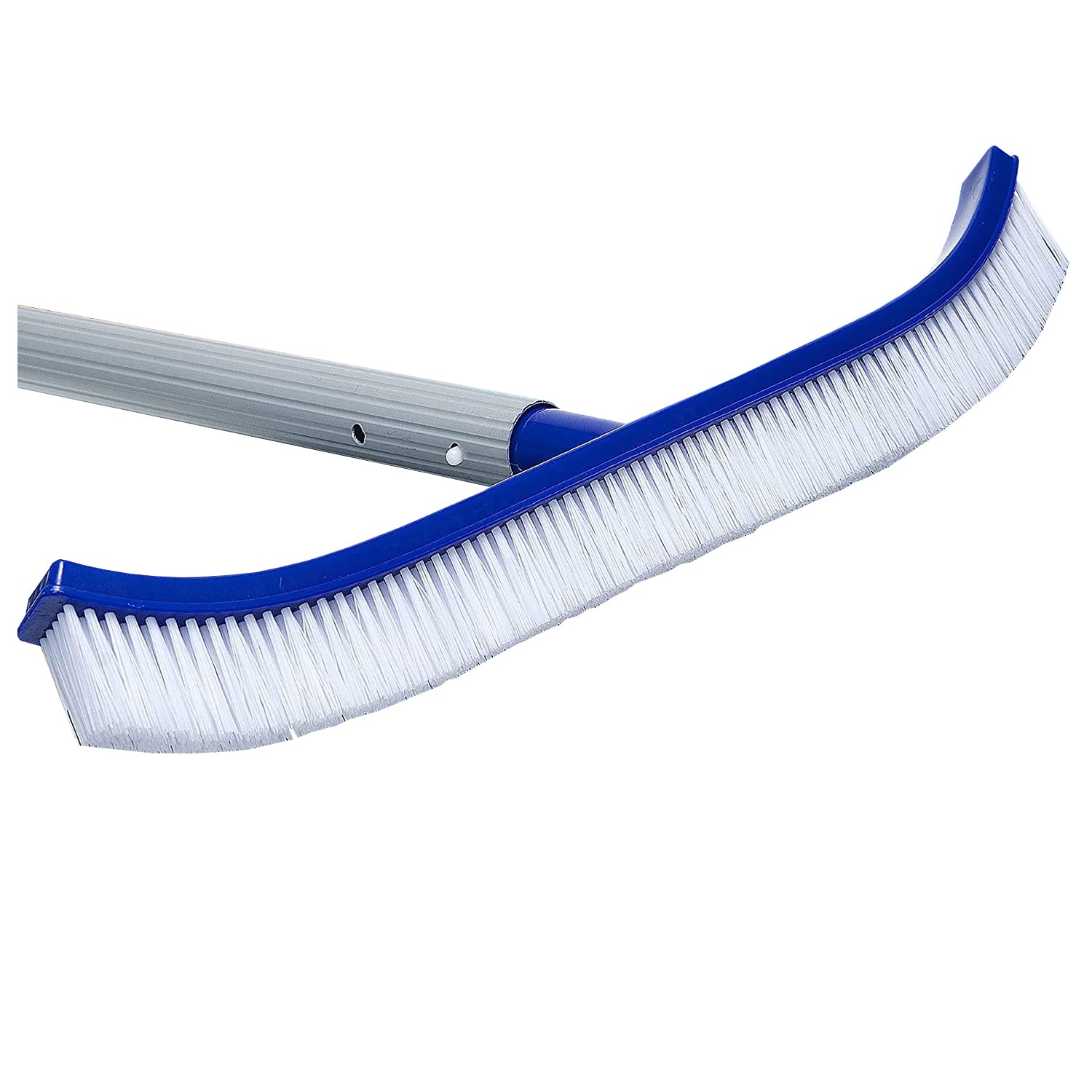 Brosse de piscine robuste de 45,7 cm avec clips EZ et extrémités incurvées – Nettoyeur de mur, carrelage et sol pour piscines creusées et hors sol – Tête large, poils durables, s'adapte aux poteaux