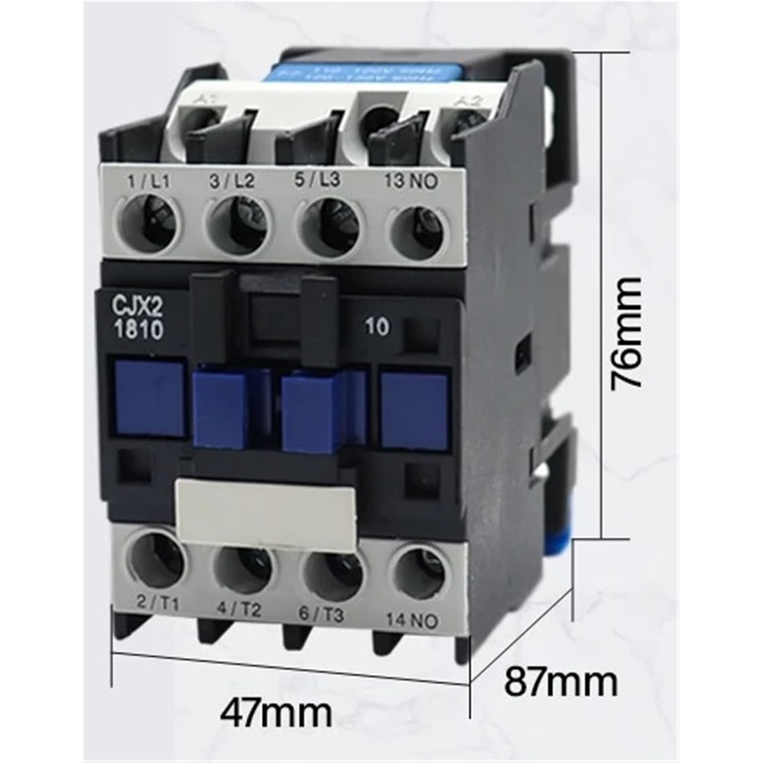 CJX2-1810 AC Contactor 18A 3 Phase 3-Pole with 1NO Auxiliary Contact, DIN Rail Mounted, 50/60Hz, Multiple Coil Voltage Options (AC 220V)