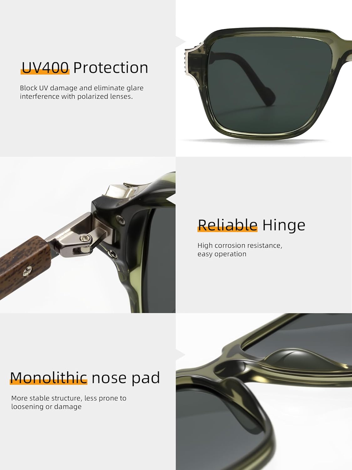 Retro Punk Men's Polarized Sunglasses Womens, 70s Designer Charming Square Frame Fashion Sun Glasses - Image 3