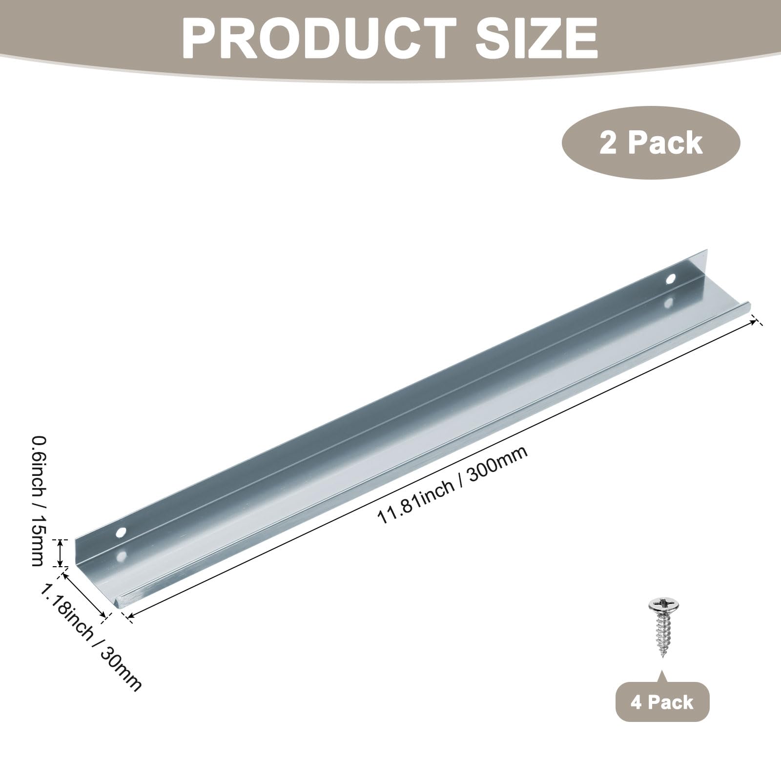 M METERXITY 2-Pack Cabinets Drawers Edge Pulls - Image 3
