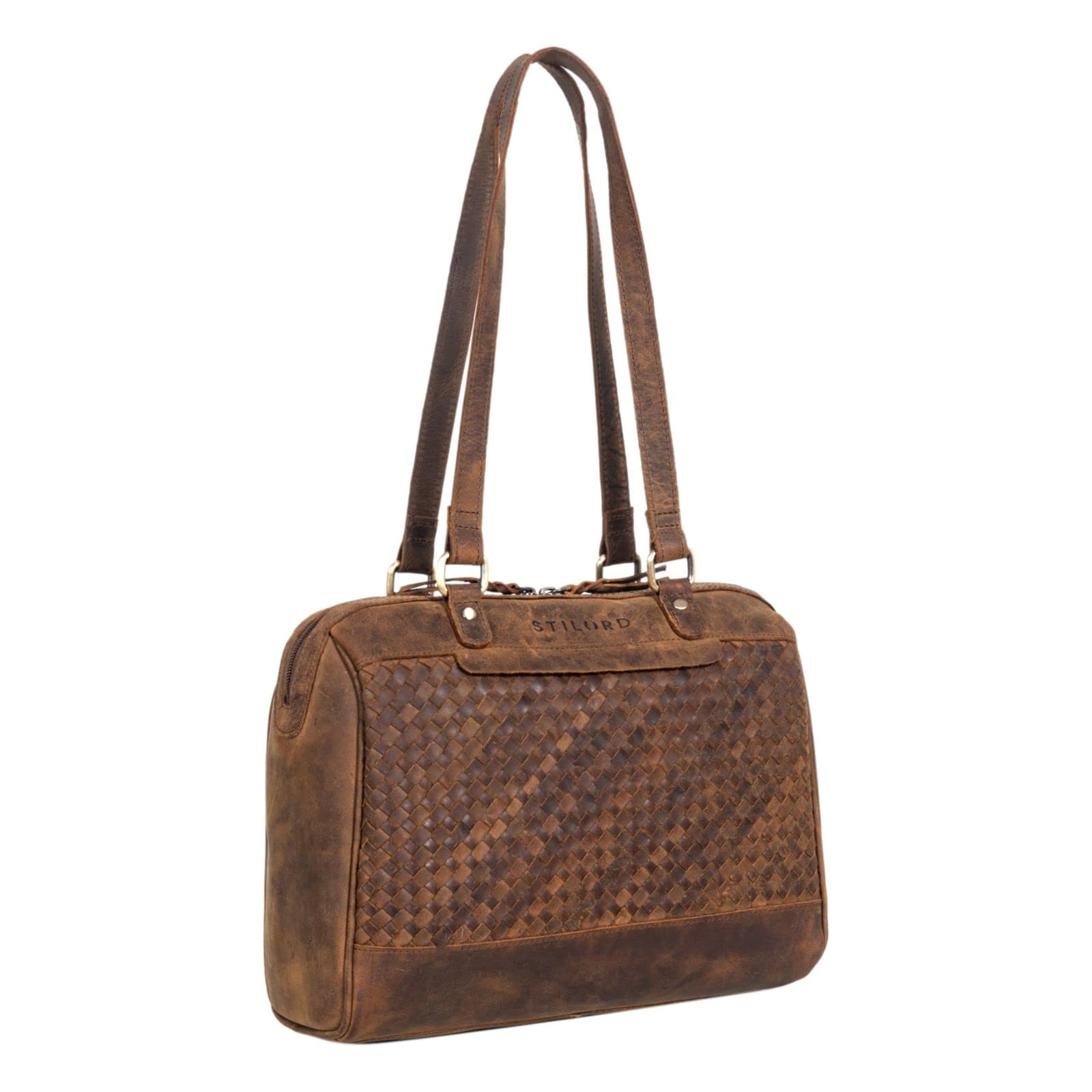 STILORDCosmea' Ladies Shoulder Bag Large Braided Leather Handbag Woman Vintage Business Bag Shopper Hobo Bag Elegant Tote Bag Work Bag for Women