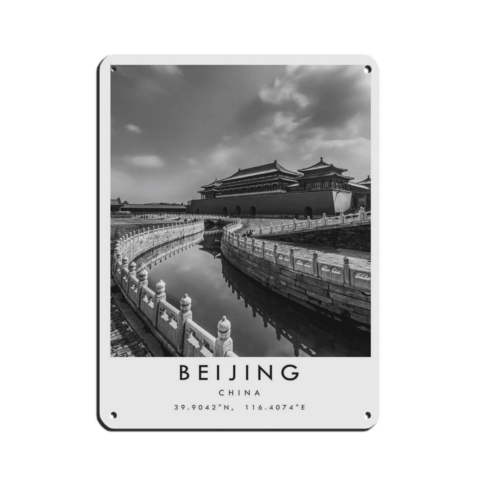 Beijing Travel, China Poster Retro Poster Metal Tin Sign Chic Art Retro Iron Painting Bar People Cave Cafe Family Garage Poster Wall Decoration 12x16inch(30x40cm)