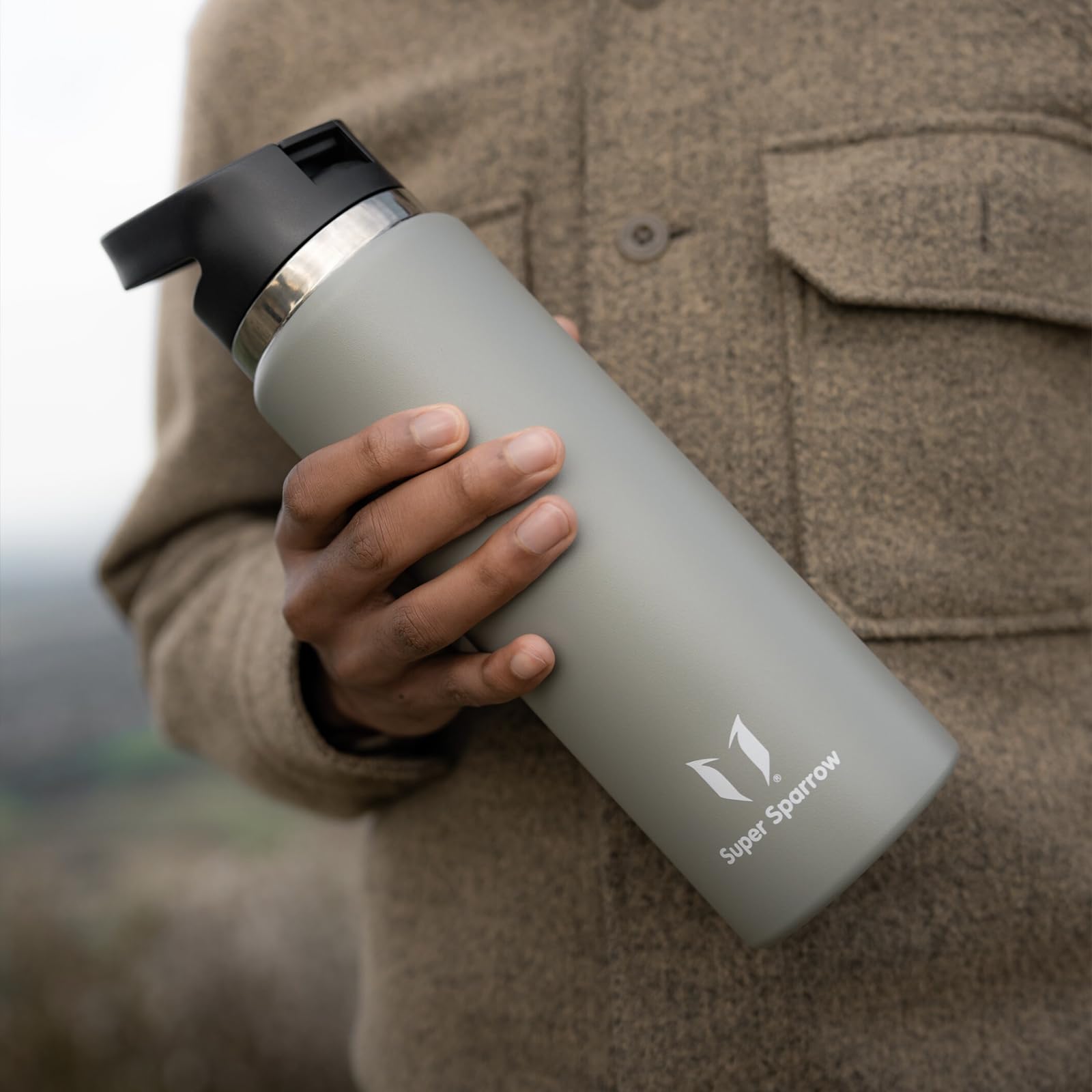 Super Sparrow Borraccia Termica - 500ml, 750ml, 1L - SwivelSip Inox Bottiglia - Senza BPA Borracce Termiche, Borraccia Bambini Ergonomica per Scuola, Sportiva, Bici, Campeggio, Palestra