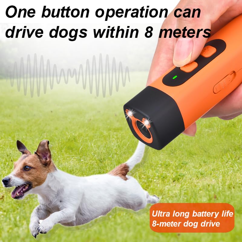 KOLGEIKJ Anti Bell Gerät Hunde, Ultraschall Hundeabwehr mit 3 Einstellbaren Frequenzen LED-Taschenlampe, Wiederaufladbar Antibell Ultraschall Gerät, Hunde Bellen Stoppen für Kleine Große Black