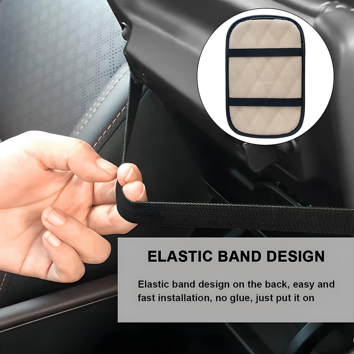 Auto Center Console Pad, PU Leather Car Armrest Seat Box Cover, Waterproof Center Console Box Cushion, Non Slip Soft Vehicle Armrest Protector, Car Accessories for SUV, Truck, Car (Light Brown)