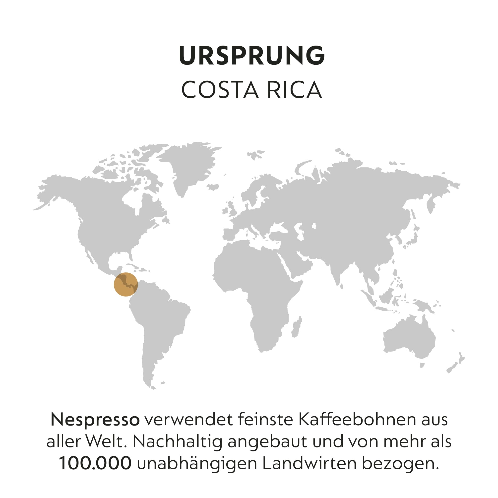 NESPRESSO VERTUO Costa Rica 100 Kaffeekapseln | Arabica Kaffee aus Costa Rica, Mittlere Röstung, Intensität 7, Ideal für Gran Lungo