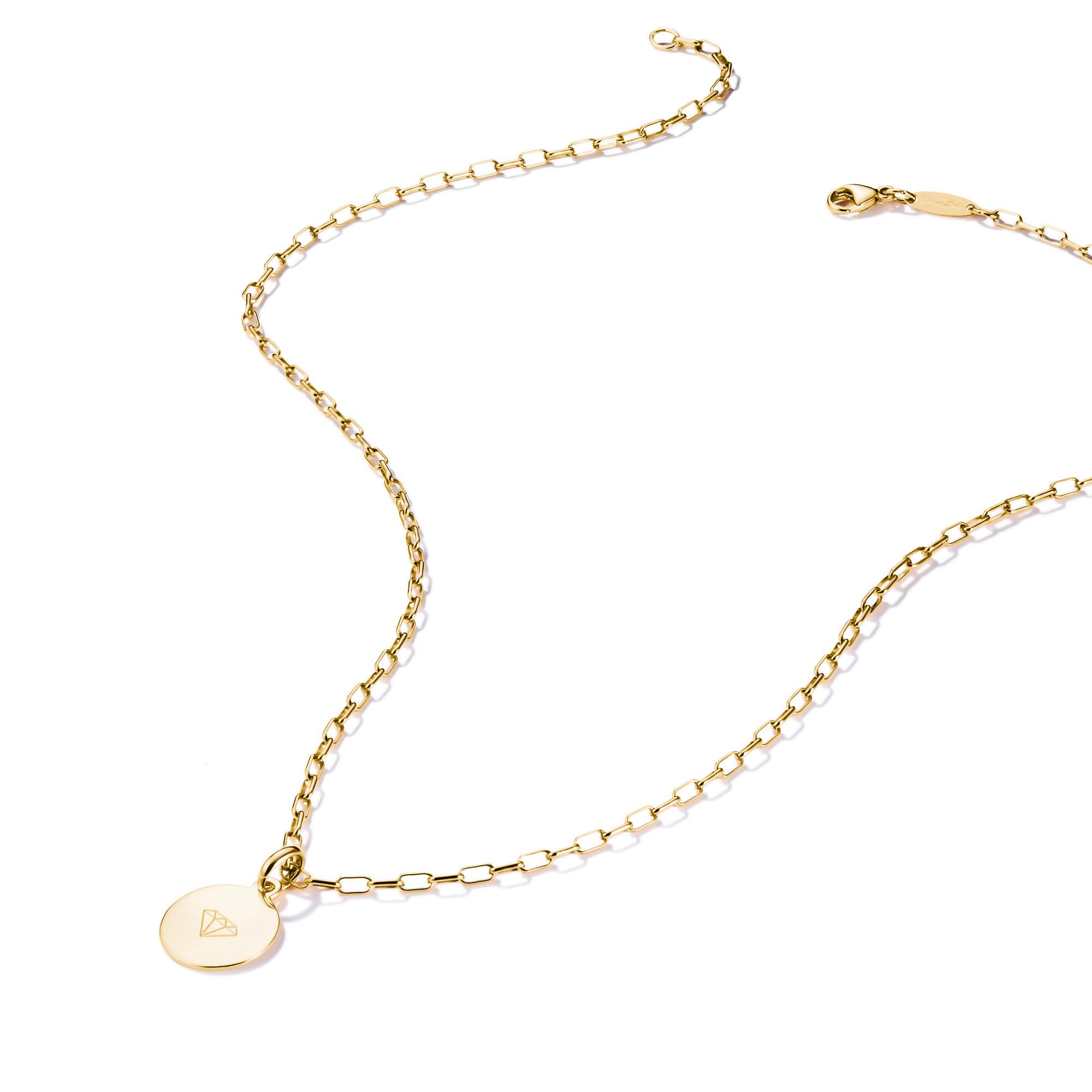 Thomas Sabo Collana con ciondolo Paperclip, 40,00-45,00 cm, in argento 925 riciclato, placcato oro 18 carati, KE2328-413-39-L45V