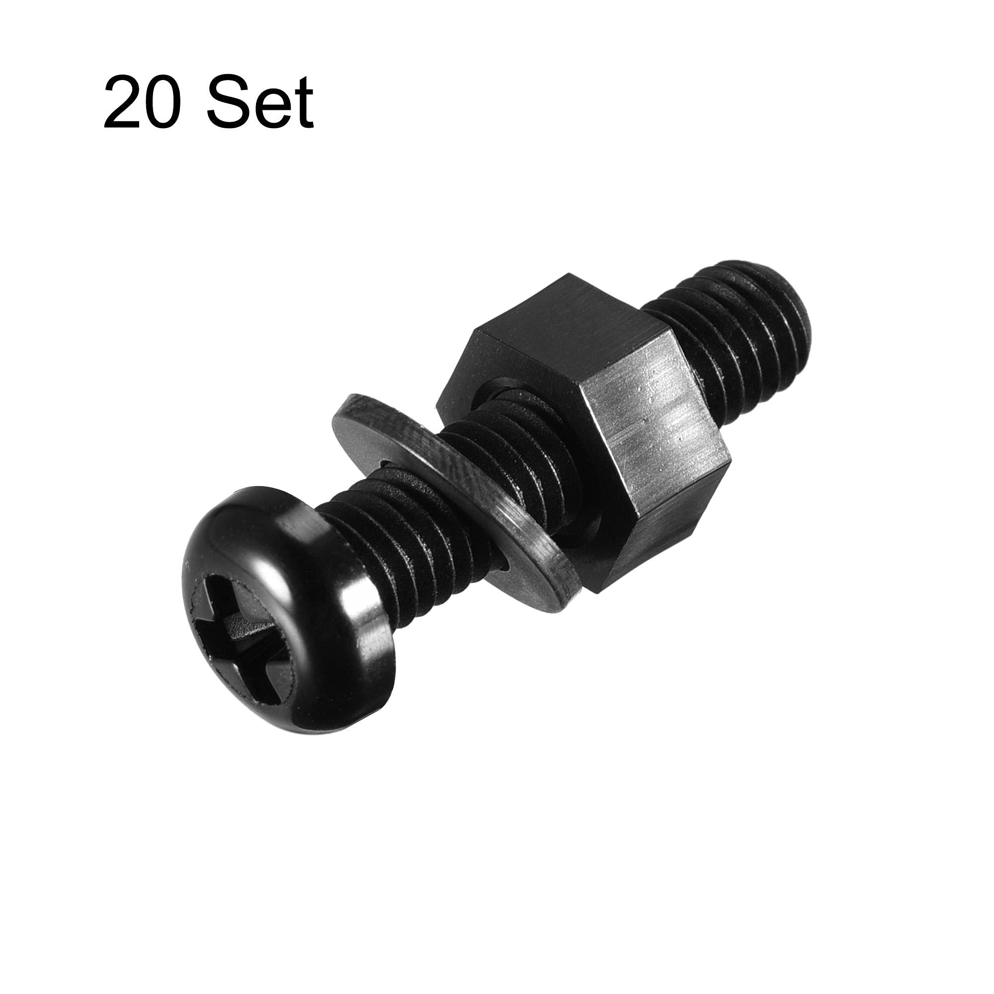 Lot De 50 Vis Nylon M6x30mm Tête Fraisée Cruciformes (pas 1mm) - Noir
