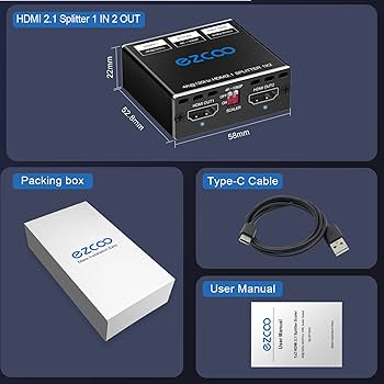 その他 1x2 HDMI2.1 Splitter MT-VIKI 4K HDMI Splitter 1 in 2 Out, 1x2 Powered HDMI