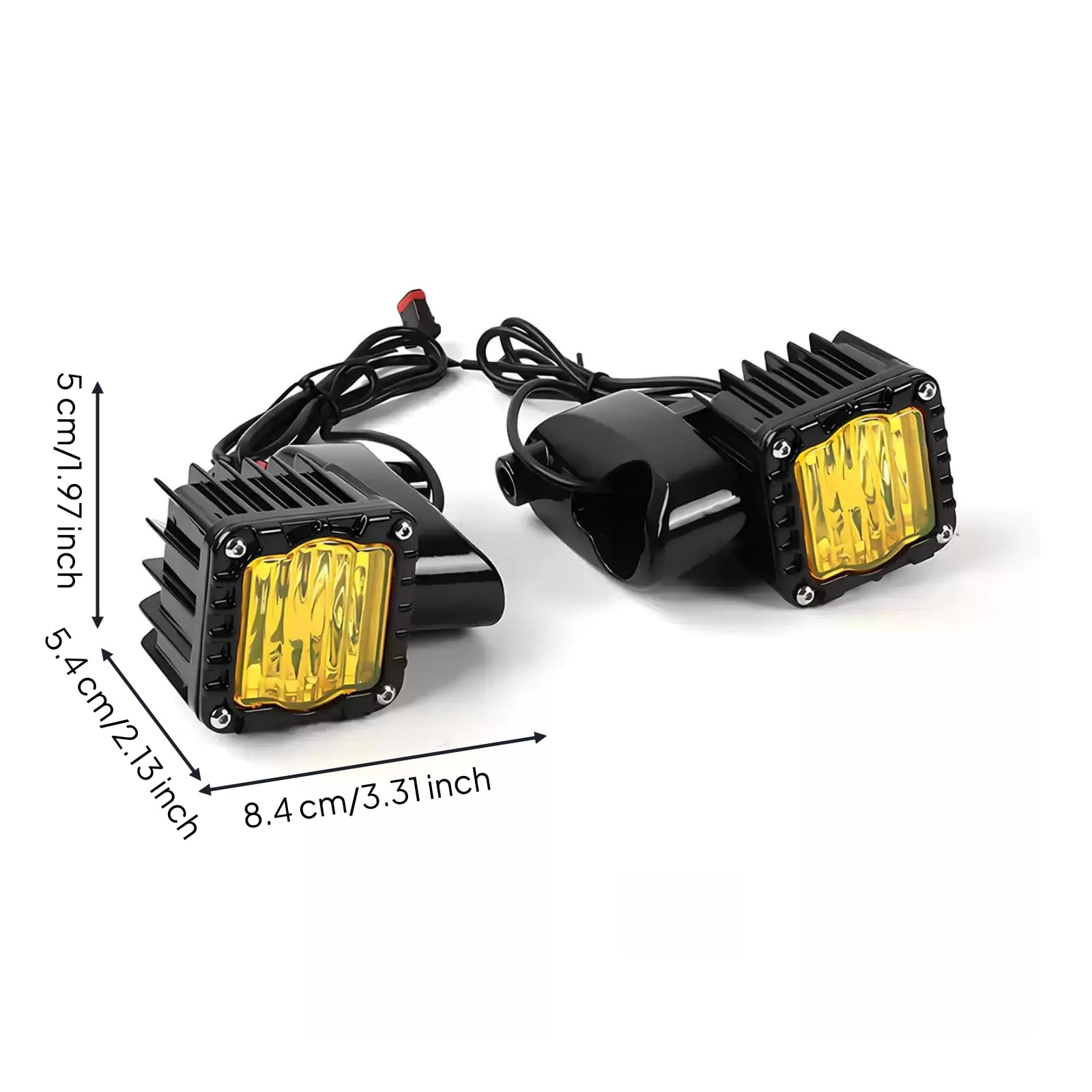MERIGLARE Par Luces Complementarias para cicleta con Diseño Aletas Térmicas y Lente Facetada con Cableado Integrado para Montaje en la Parte Acuado para Conducción y Carretera, Amarillo
