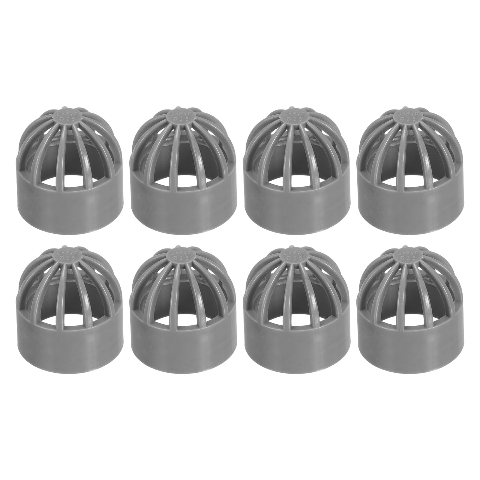 PATIKIL 1 Inch (25mm) Fish Cover Permeable Cap, 8 Pcs PVC Breathable Cap Aquarium Guard Fish Tank Intake Cover, Gray