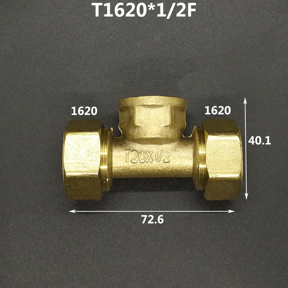 DN15 DN20 DN25 Male/Female Thread Tee Pex Pipe 1216/1418/1620/2025/2632 Fitting Aluminum Pipe Fittings T Type(DN15 BSPFx1620)