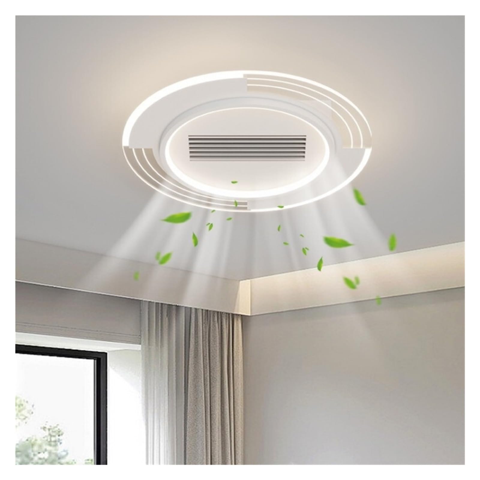 TRDEWR Led Lamp Ceiling Fan 6 Speeds Bedroom Ceiling Fan with Remote Control with Light Fixture Invisible Leafless Electric Fan Good Light and Shadow Effects(Circular)