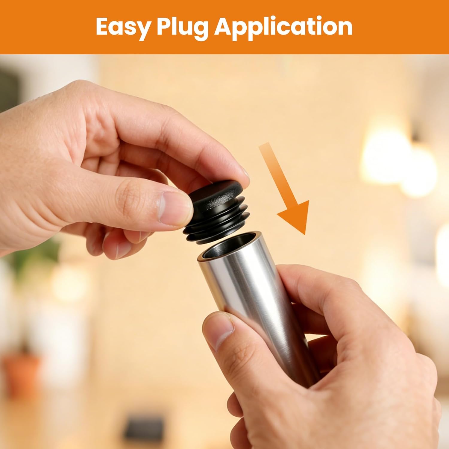 12 Pack 1 Inch Black Plastic Round Plugs, Durable Nylon Tubing End Caps for Round Pipe, Furniture Glides & Chair Leg Protectors, Hole Plugs for Metal Posts, Fence & Railing