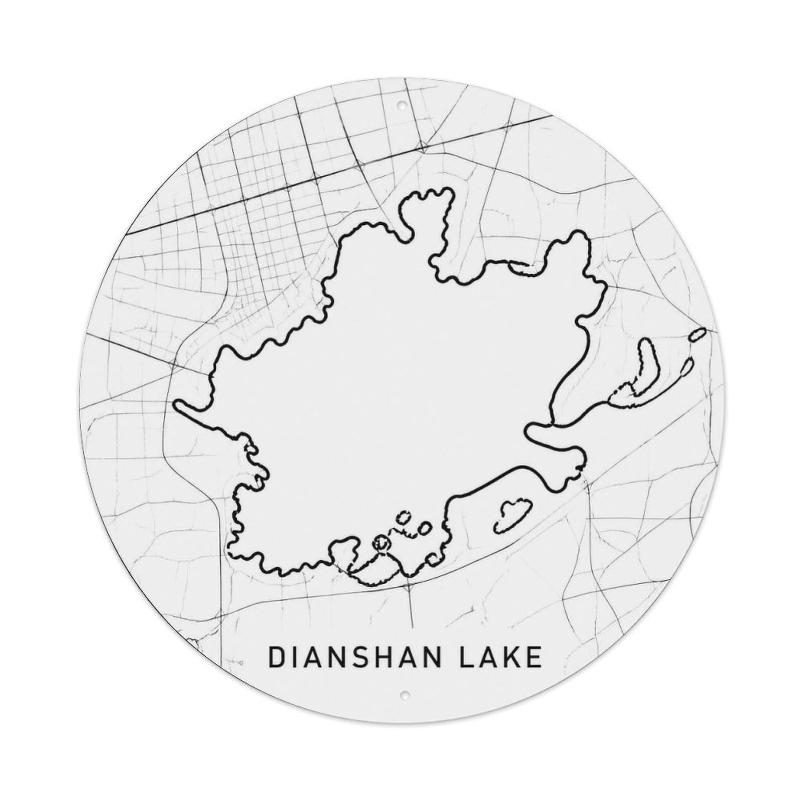 Okngb Style Tourist Route Shanghai Dianshan Lake Collector Badge Metal Tin Sign Plaque Wall Decor For Cafe, Man Cave, Club Bar, Office, Home Garden Round Metal Poster 8X8inch