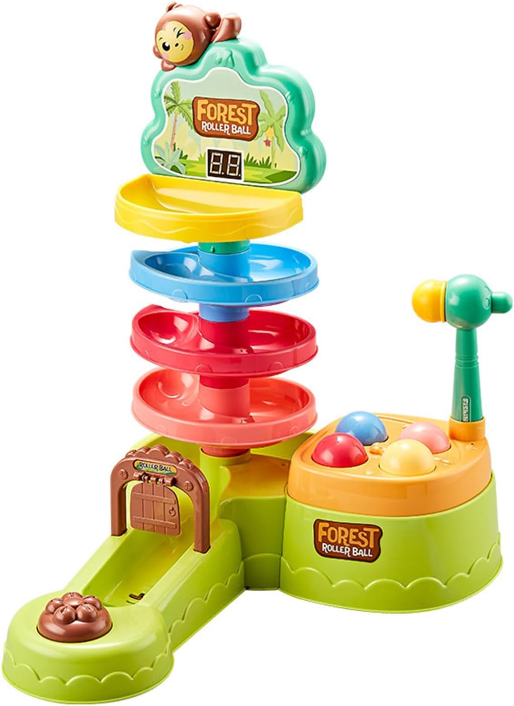 Baby Development Activity Toy Roll, and Learn Educational Balls Ball on Rails Pounding Game Hammer Toy