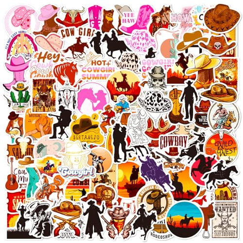 Cowboy Stickers Cowgirl Stickers Combo 100 PCS, Country Western Decals Vinyl Waterproof Sticker for Water Bottle Laptop Luggage Gifts for Teens Kids Adult