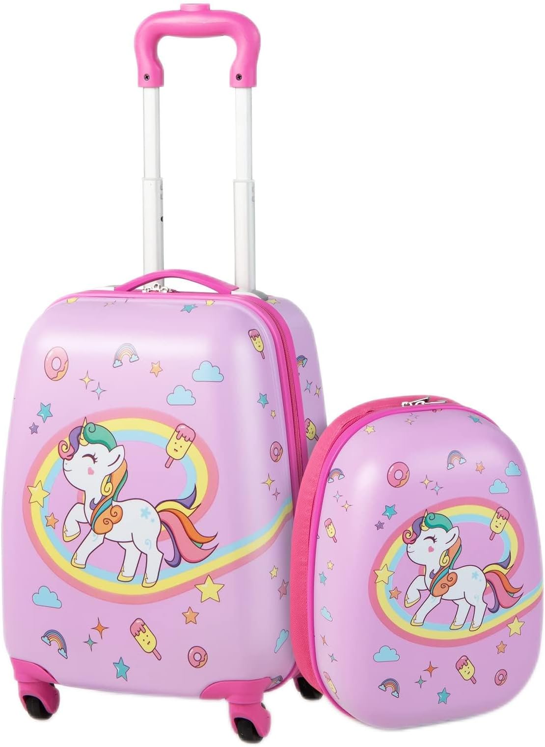 Kids Carry On Luggage Set, 12" & 16" 2PCS Rolling Suitcase