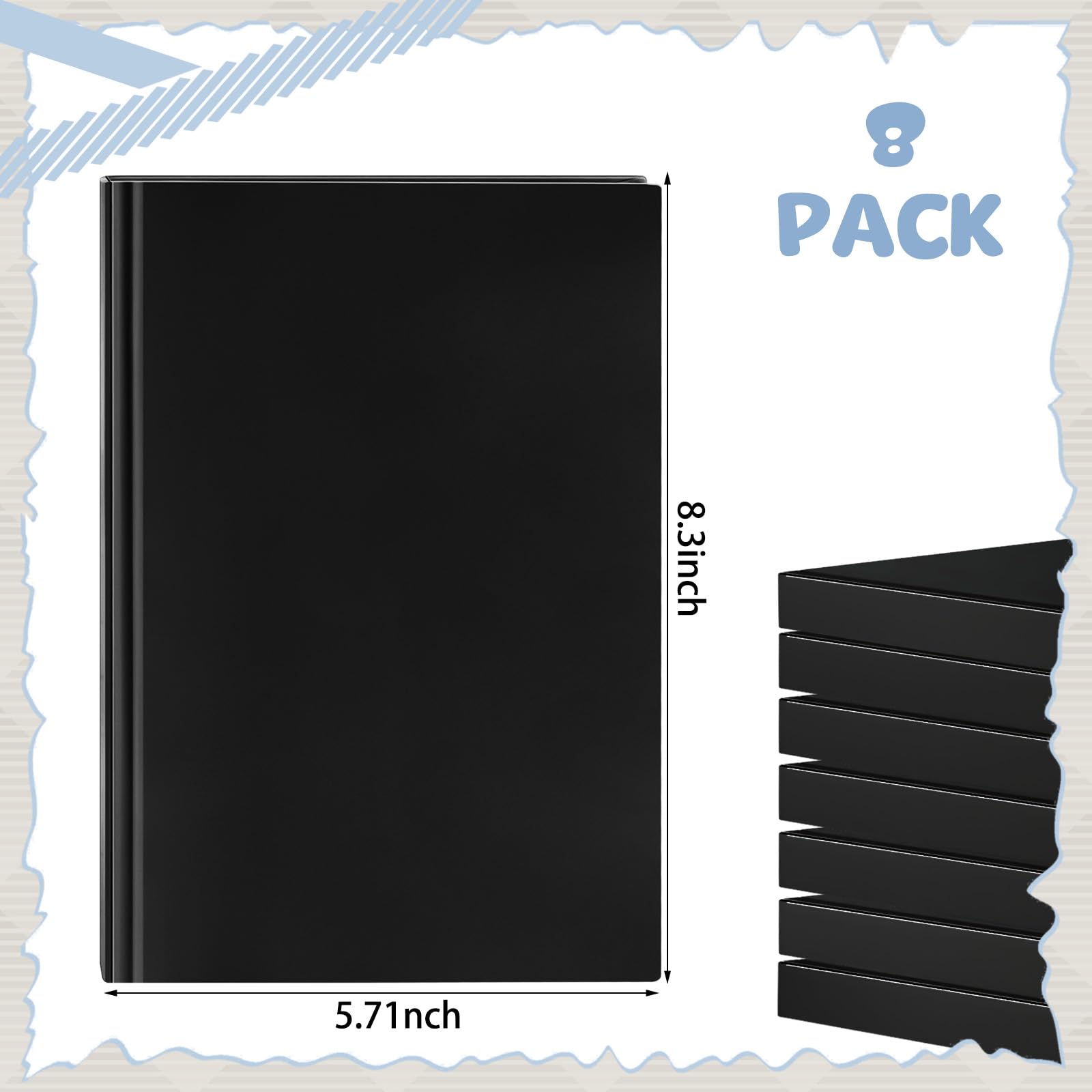 Henoyso 8 cuadernos en blanco A5 a granel, 100 hojas/200 páginas, libro en blanco, tapa dura, cuaderno de bocetos sin forro, tapa kraft para escribir, dibujar, para estudiantes, escuela, oficina, 8.3