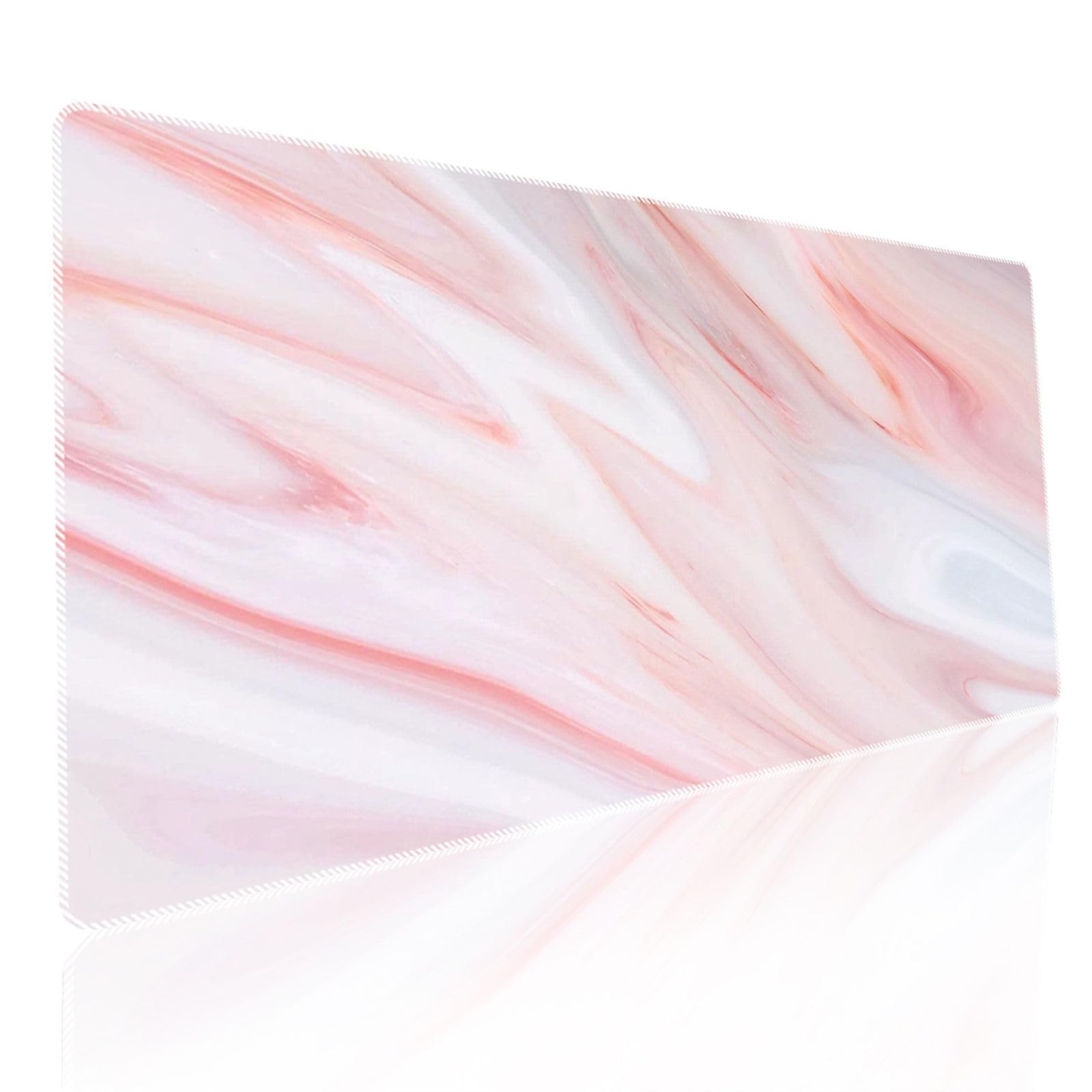 Large Long Gaming Mouse Pad - Marble Stone Grain Desk Mat with Non Slip Rubber Base Washable for Home Office Work (Pink, 400x900mm)