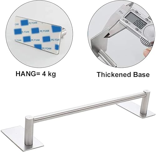Miniatura 4 de NearMoon toallero de barra autoadhesivo de acero inoxidable para baño, soporte para colgar toallas en la pared, estilo contemporáneo, sin