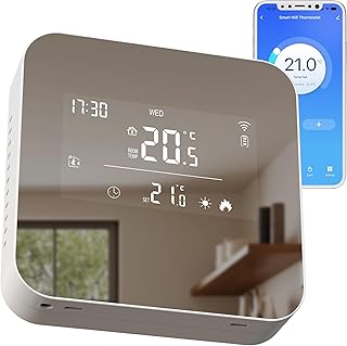 Termostato Calefaccion WiFi 2 Hilos,Termostato Caldera con batería,Termostatos programable Diariamente,Compatible con Go...