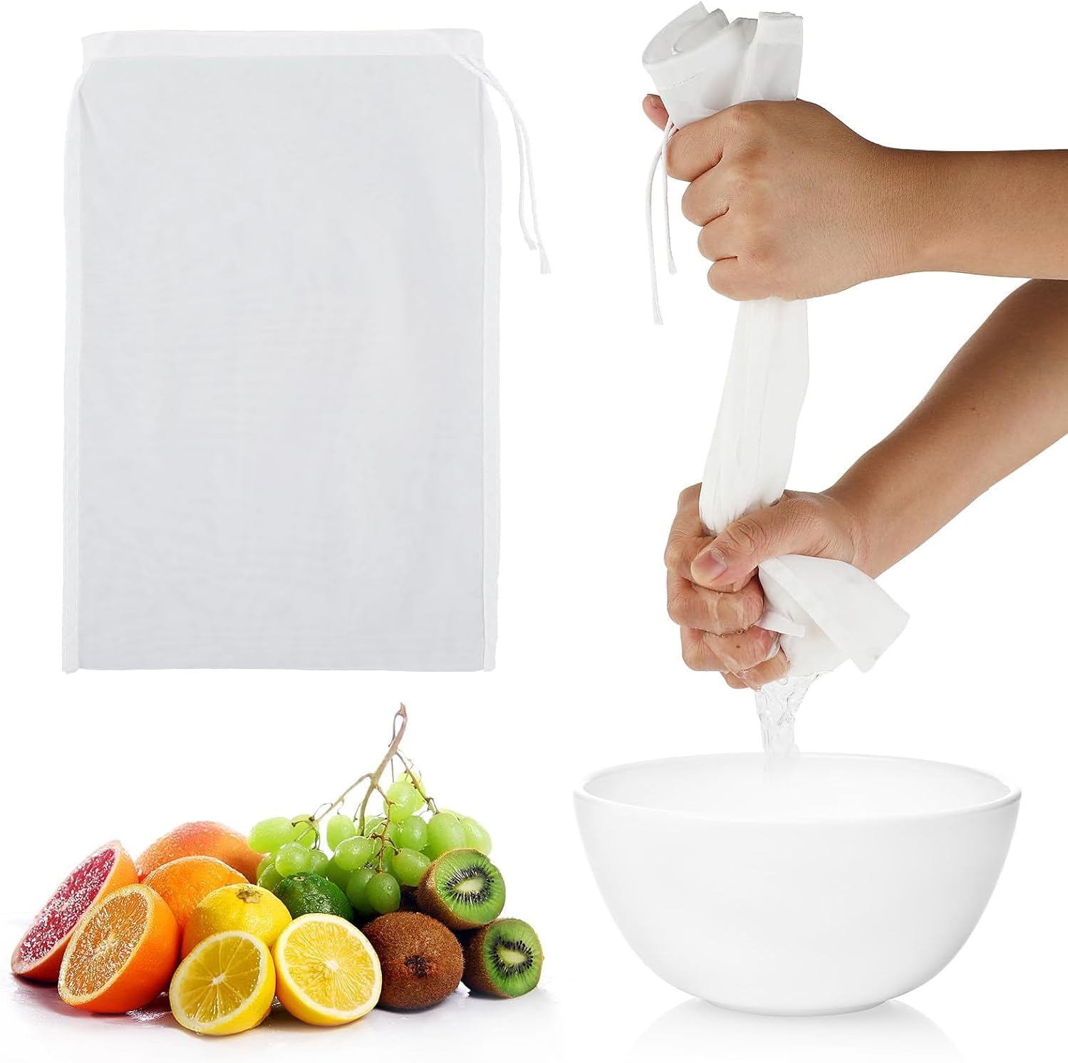 6 Pack Nylon Bag - 100 Mesh Fine Mesh Strainer, Fine Mesh Cheese Cloth Multiple Usage Reusable Food Strainer, Professional Cold Brew Filter, Food Grade, Straining Fruit/Coffee/Tea (8×6in)