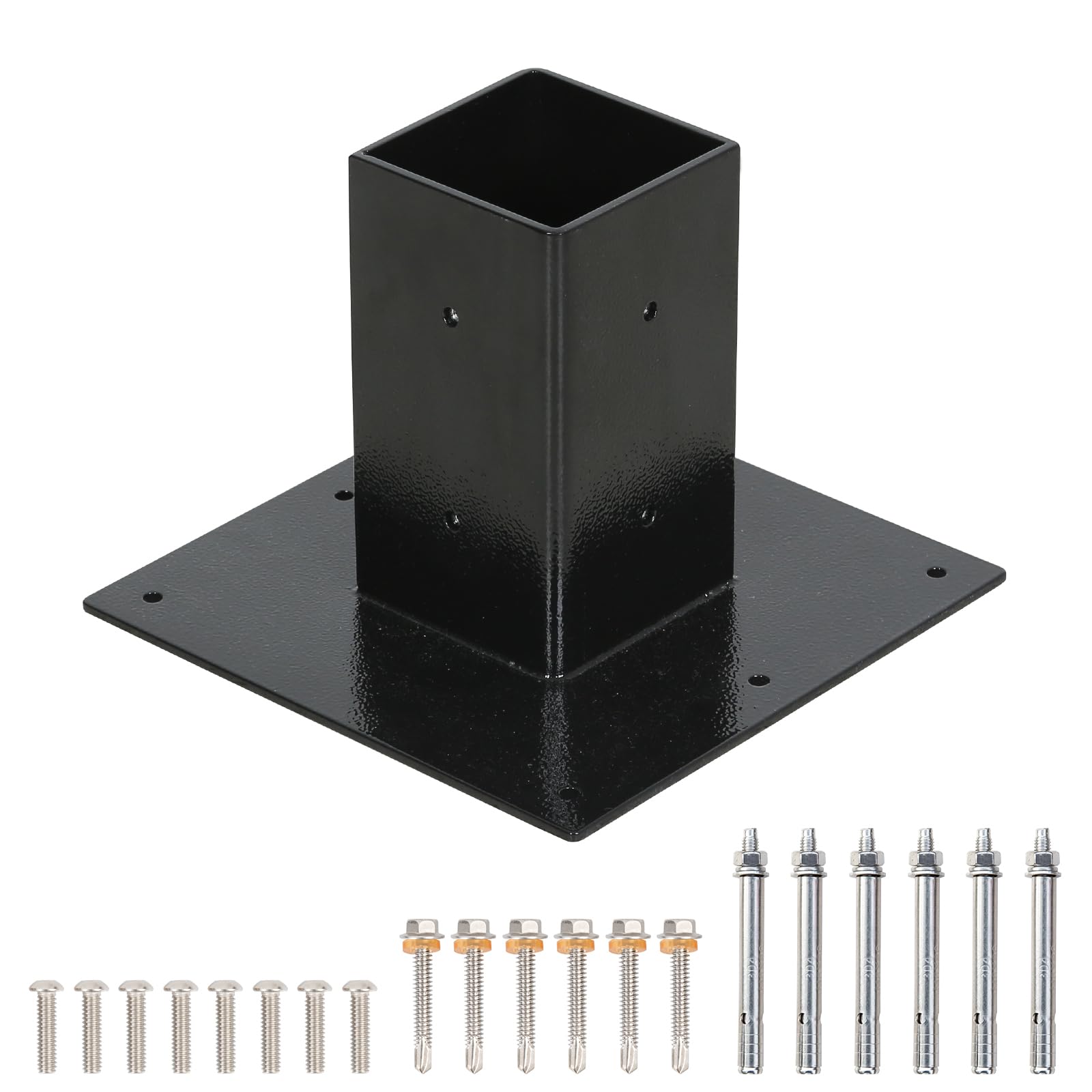 Photo 1 of Hykolity Mailbox Mount Base Plate, Powder Coated Mail Box Surface Mount Post Base, Black.