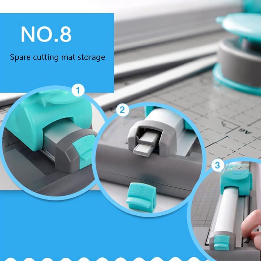 Taglierina formato A4 con 3 coltelli per linee dritte e forate, ondulate e angoli arrotondati, ideale per etichette, foto e coupon