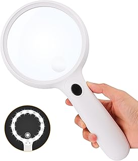 Magnifying Glass with Light, 4.7inch Extra Large Magnifier with 14Led Lights for Seniors, Reading, Macular Degeneration, Exploring, Coins (White)