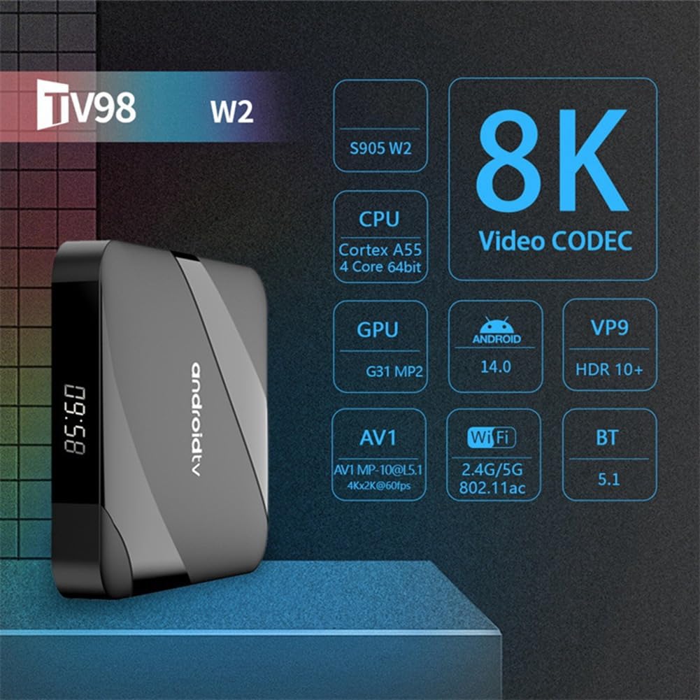 CONFUSE ATV Android 14 Smart TV Box 4G+32G AV1 S905W2 Quad-Core Dual WiFi Vocale Lettore Multimediale 8K 4K Set Top Box Spina UE