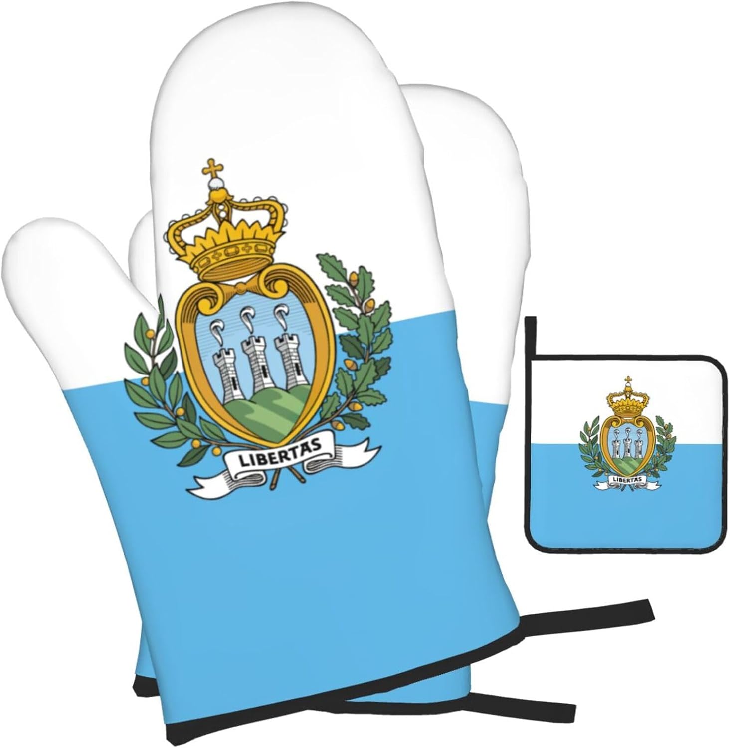 Flag of San Marino Print Heat Resistant Microwave Gloves, Used for Baking, Cooking, and Fashion Kitchen Essentials