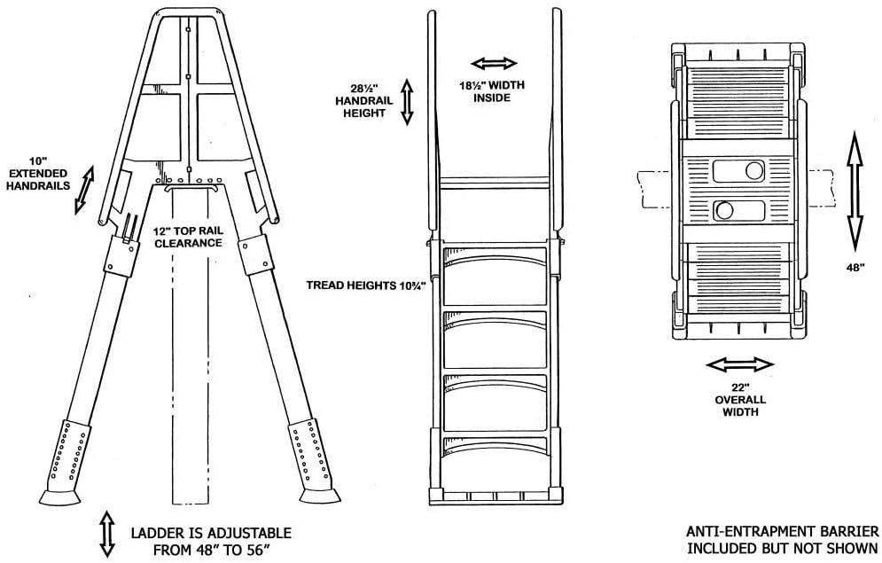 Vinyl Works A Frame Ladder with Barrier for Swimming Pools 48 to 56" Tall, Taupe