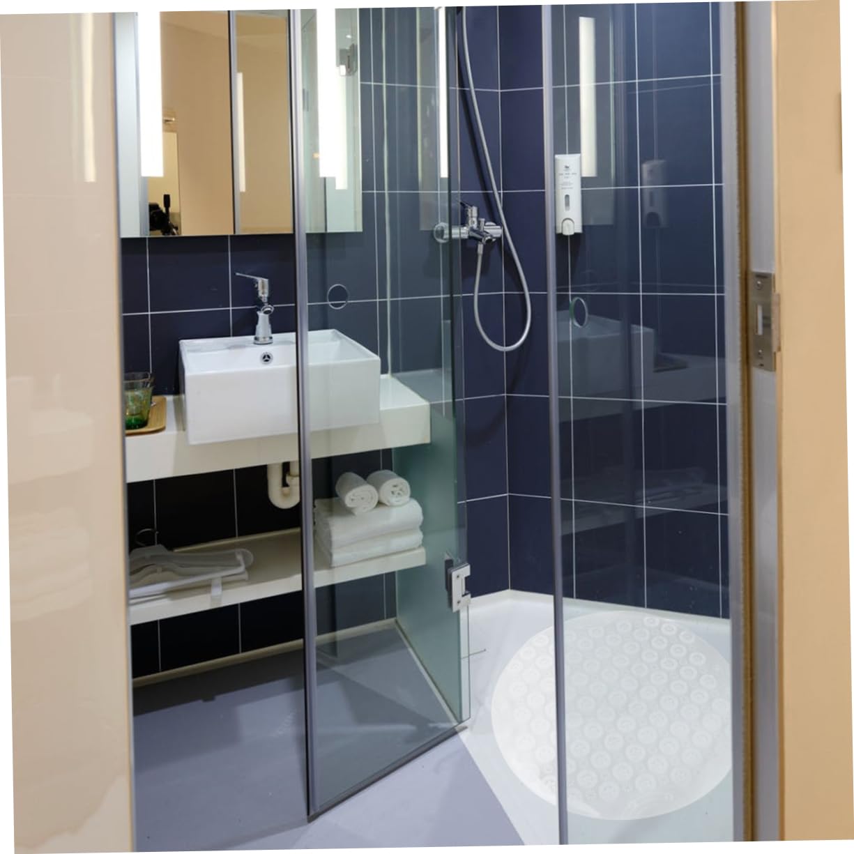 LIFKOME Tappeto da Bagno Resistente e Confortevole Rotondo Antiscivolo in Pvc Bianco Ventose per Soggiorno e Corridoio