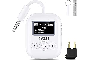 1Mii SafeFly Min+ Bluetooth Transmitter and Receiver, Bluetooth Adapter for Airplane, Link...