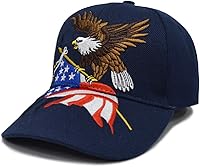 Vista 11 de FLYOUTH - Gorra de béisbol creativa con diseño de águila y bandera de Estados Unidos, gorra bordada con visera