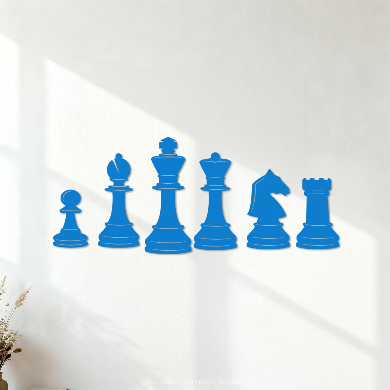 Lettering Stickers Image of Chess Pieces 42x102.6cm Store Decoration Blue
