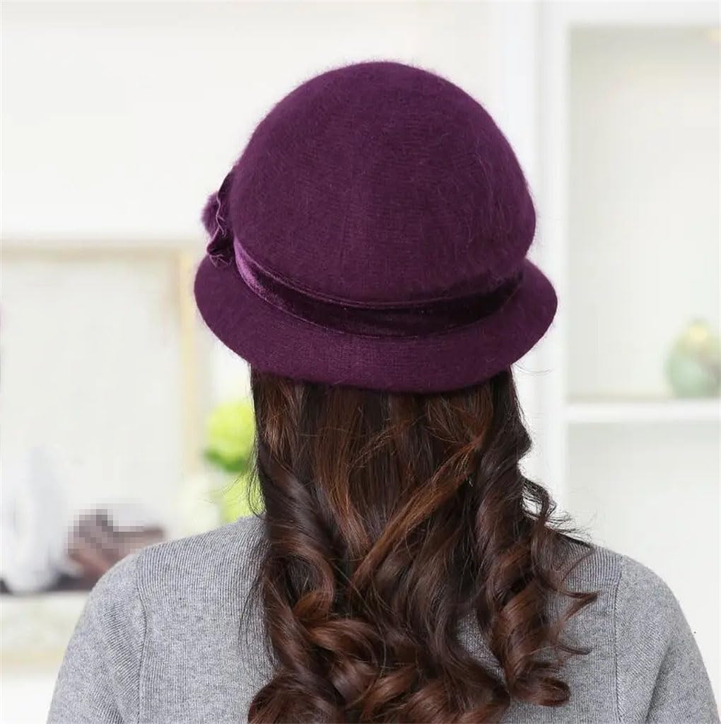 SaoBiiu Autunno Inverno Fedoras Cappello di Pelliccia per le Donne Casual Cap Tinta unita Cloche Cappello Cappelli Donna Cappelli Fedora Caldo
