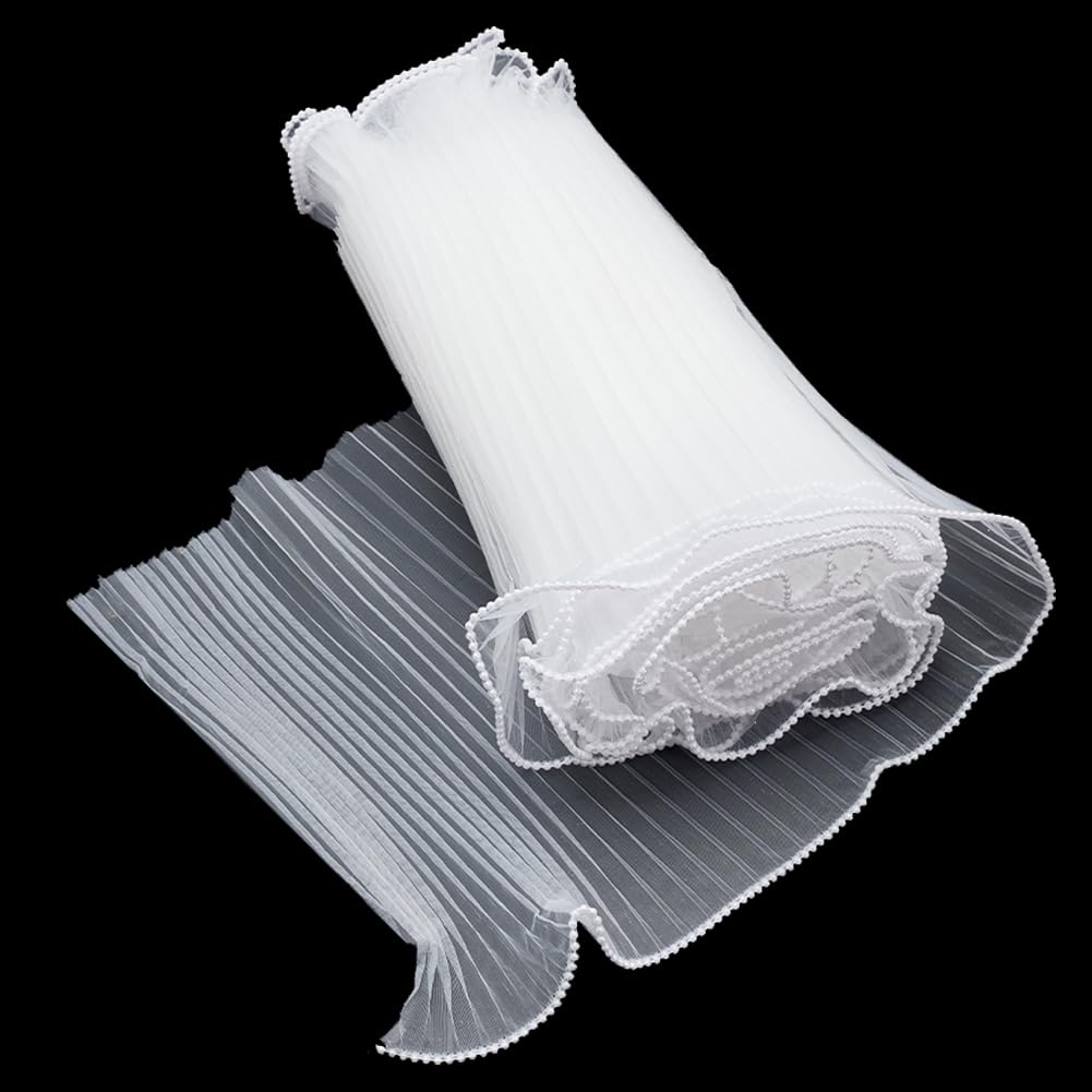 Tulle blanc dégradé plissé 9m pour réparer une robe et embellir un sac
