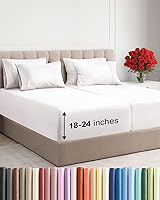 Vista 124 de Juego de sábanas de tamaño California king, transpirables, refrescantes, con esquinas extraprofundas de 18-24 pulgadas, de ajuste fácil