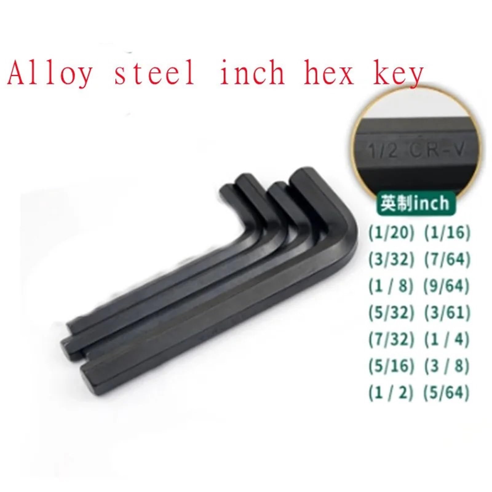 Genérico Llave Allen 5/10 Uds llave Allen de acero aleación negra hexagonal en forma L(5pcs 1-4 inch)