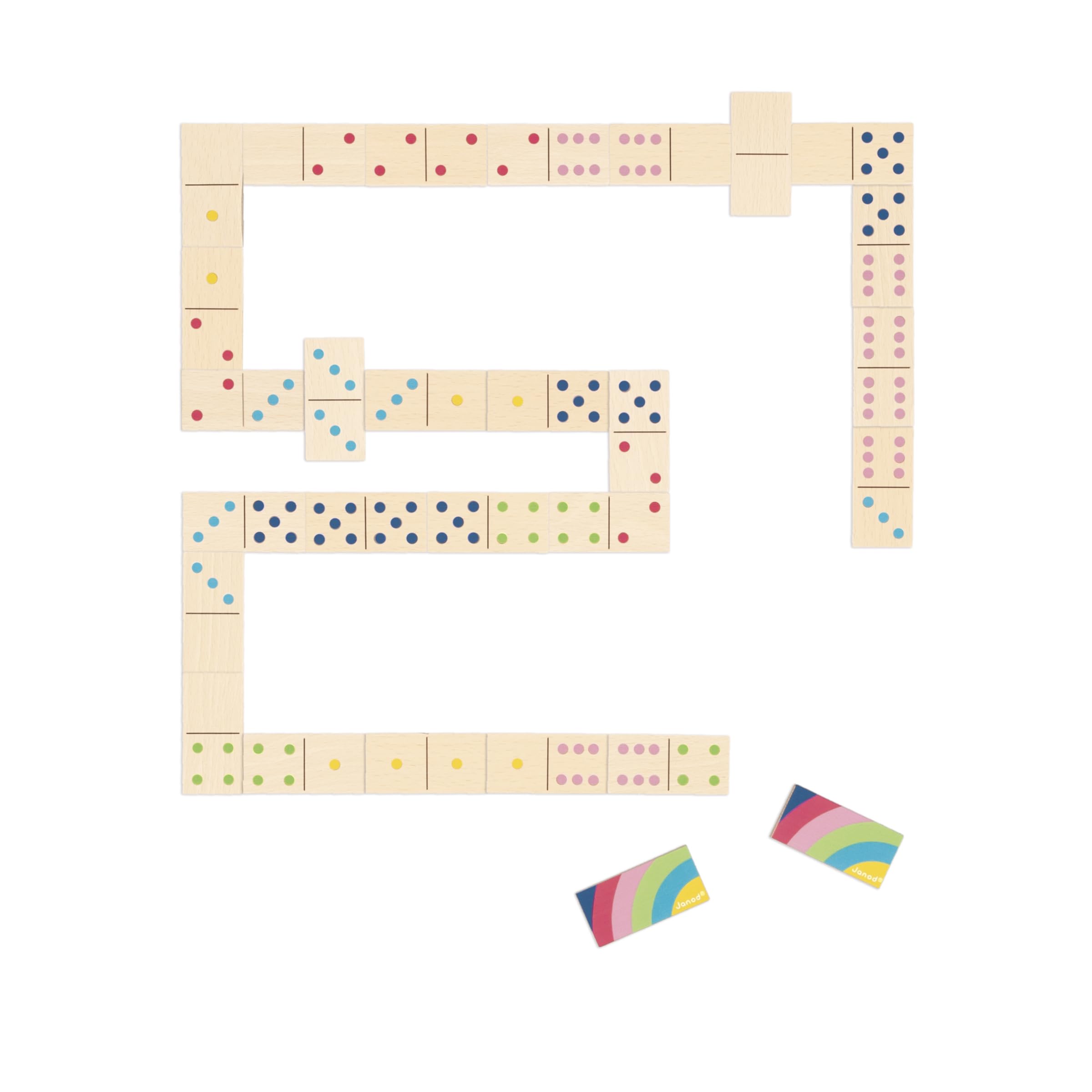 Janod - Wooden Dominoes Game for Children - 28 Pieces for Hours of Fun - Classic Wooden Toy for ages 3 and up - Image 3