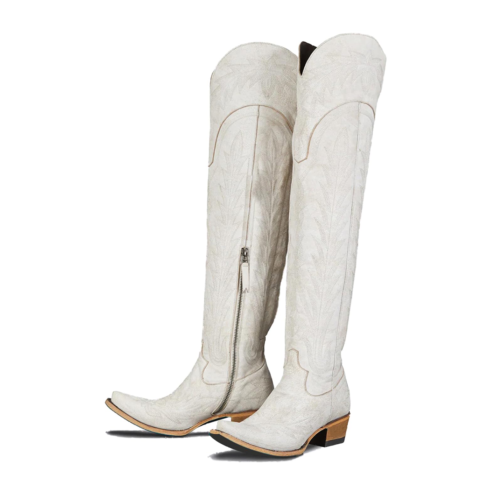 olomisa Over the Knee Cowboy Boots for Women Embroidery Cowgirl Boots Chunky Heel Side Zipper Boots Thigh High Western Boots