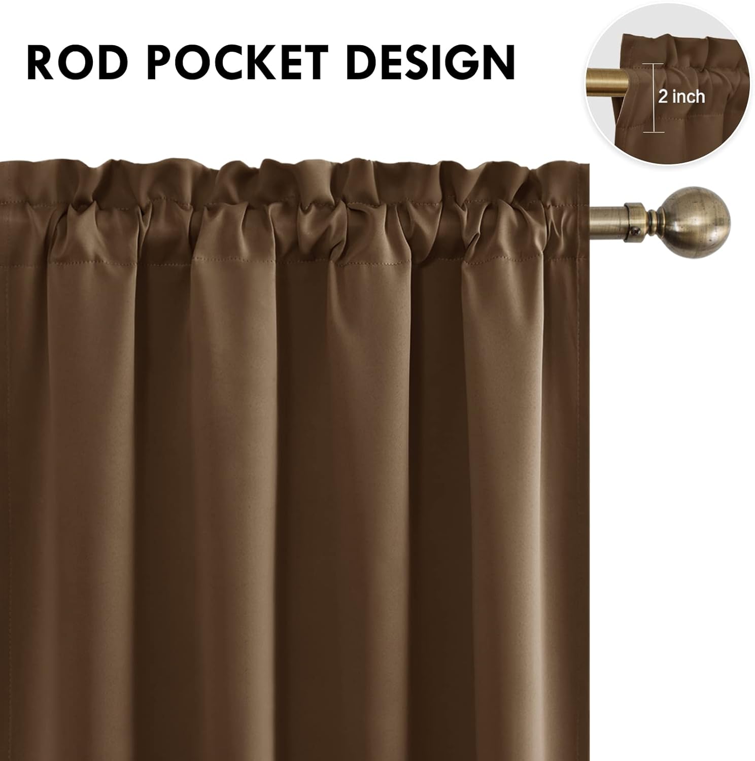 DWCN Blackout Curtains Room Darkening Thermal Insulated Bedroom Curtains Window Curtain Panels, 52 x 54 inches Long - Image 5