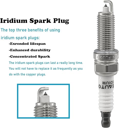Miniatura 39 de Bujía de iridio 6240, 6 piezas 22401-5M015 PLFR5A11 compatible con Toyota 2002-2024, BMW 2004-2015, NISSAN 2000-2021, Lexus 2005-2024, VOLVO