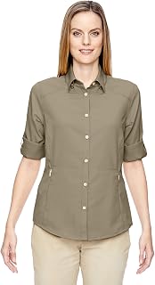 North End 77047 Ladies' Excursion Concourse Performance Shirt - Stone 019 - Small