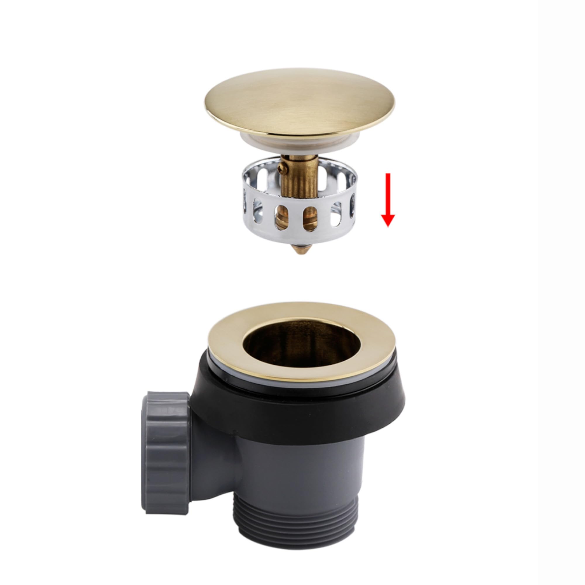 ENKI, W66 Bonde de baignoire � ressort en laiton bross� de 3,8 cm et trop-plein de 3,8 cm, design moderne, bonde de baignoire pop-up, facile � nettoyer, kit de vidage facile � installer, fixations