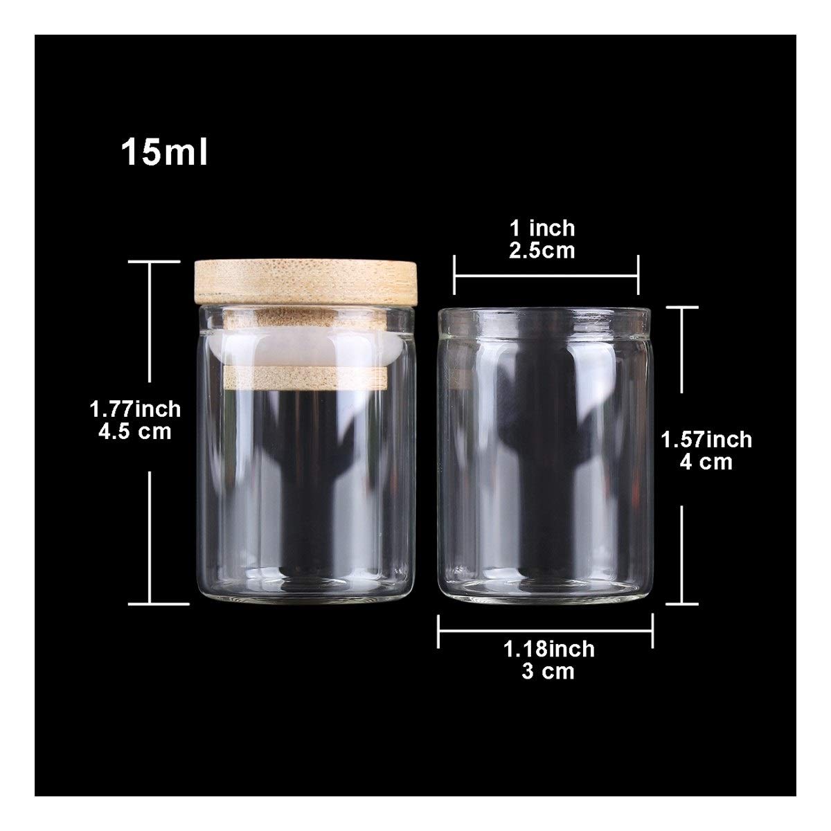 ZHaonan- pequeños tubos de ensayo, 24 piezas de tubos de ensayo de 15 ml 30 * 40 mm, con bambú tapas de vidrio Frascos de vidrio Frascos deseando la botella Bolttes Wish, for la boda hace el regalo ,
