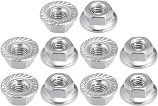 uxcell M4 Serrated Flange Hex Lock Nuts, 304 Stainless Steel, 10 Pcs