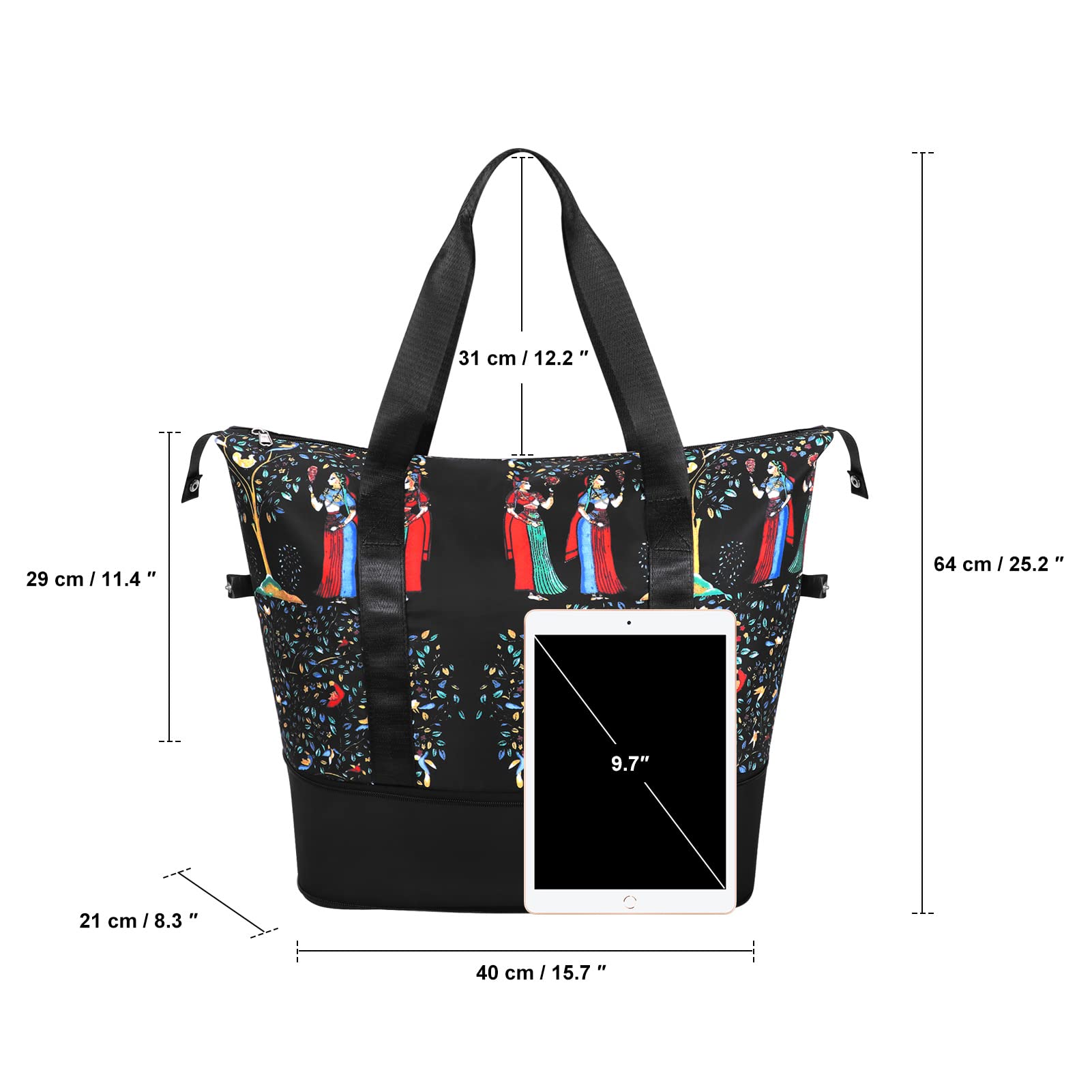 HUA ANGEL Donna Borsa da Viaggio Espandibile Leggero Sportiva Borsa da Palestra Impermeabile Tote da Palestra con Tasca di Separazione Bagnato e Secco per Viaggi Yoga Palestra Allenamento Nuoto